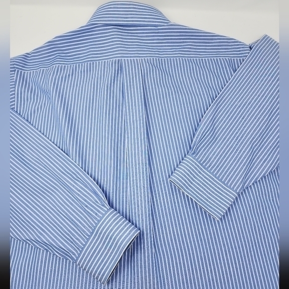 Brooks Brothers 16 1/2-4/5‎ Blue White Striped Button Down Dress Shirt - Picture 5 of 13